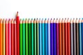 leadership concept with one pencil standing out of crowd of other pencils Royalty Free Stock Photo