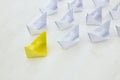 leadership concept, paper boat leading followers Royalty Free Stock Photo