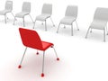 Leadership concept with red chair Royalty Free Stock Photo