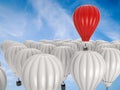 Leadership concept with red hot air balloon Royalty Free Stock Photo