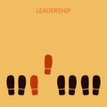 Leadership concept. Red leader& x27;s shoe prints. Vector illustratio Royalty Free Stock Photo
