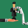 Leadership concept, a robot give a medal to a black-chess-businessman, number one, vector illustrator Royalty Free Stock Photo