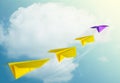 Leadership Concept. Unique Paper Plane Leading the Team into the