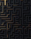 Leadership development and mentorship concept featuring geometric maze pattern with golden guiding thread in clean minimal Royalty Free Stock Photo