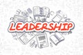 Leadership - Doodle Red Inscription. Business Concept.
