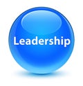 Leadership glassy cyan blue round button