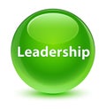 Leadership glassy green round button