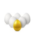 Vector golden single egg and group of white eggs behind. Royalty Free Stock Photo