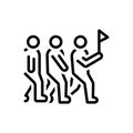 Black line icon for Leadership, sloganeering and group