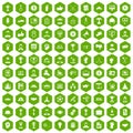 100 leadership icons hexagon green