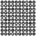 100 leadership icons set black circle Royalty Free Stock Photo