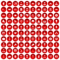 100 leadership icons set red