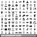 100 leadership icons set in simple style