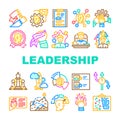 Leadership Leader Business Skill Icons Set Vector