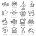 Leadership line icons on white background