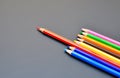 Leadership makes differences shown by color pencils Royalty Free Stock Photo