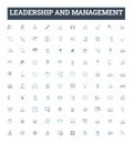 Leadership and management vector line icons set. Leadership, Management, Directive, Directive-Leadership, Autocratic Royalty Free Stock Photo