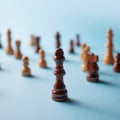 Leadership qualities in the working team, strong leader, concept. Chess pieces