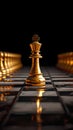 Leadership shift Golden pawn moves from line, signifying change