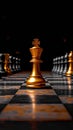 Leadership shift Golden pawn moves from line, signifying change