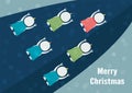 Leadership of snowman with freinds on blue background for Merry