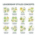 Leadership styles multi color concept icons Royalty Free Stock Photo