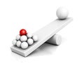 Leadership teamwork concept with spheres on balance Royalty Free Stock Photo