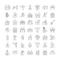 Leadership training linear icons, signs, symbols vector line illustration set Royalty Free Stock Photo