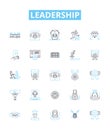 Leadership vector line icons set. Lead, Guide, Manage, Motivate, Direct, Facilitate, Inspire illustration outline