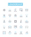 Leadership vector line icons set. Lead, Guide, Manage, Motivate, Direct, Facilitate, Inspire illustration outline