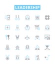 Leadership vector line icons set. Lead, Guide, Manage, Motivate, Direct, Facilitate, Inspire illustration outline