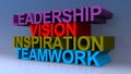 Leadership vision inspiration teamwork on blue