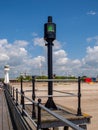 The leading lights on the pier at the entrance to the River Arun and Littlehampton port/harbour