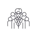 Leading top manager line icon concept. Leading top manager vector linear illustration, symbol, sign