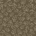 Light branches on mother-of-pearl beige background. Seamless nice floral pattern.