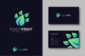 Leaf and animal footprint logo, nature logo and business card template Royalty Free Stock Photo