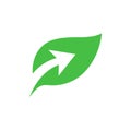 Leaf with arrow icon in flat style. Eco symbol Royalty Free Stock Photo