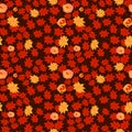 Leaf Autum Seamless with flower Pattern Vector. Seamless floral pattern background vector Illustration for print, Wallpaper,