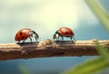 leaf beetle spring ladybug red summer macro nature animal insect. Generative AI. Royalty Free Stock Photo