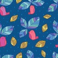 Leaf bird top style seamless pattern