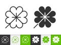 Leaf clover foliage simple black line vector icon Royalty Free Stock Photo