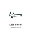 Leaf blower outline vector icon. Thin line black leaf blower icon, flat vector simple element illustration from editable