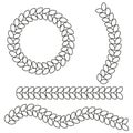 Leaf border decoration. Nature foliage elements. Wreath chain Vector. Simple organic shapes. Royalty Free Stock Photo