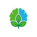 Leaf Brain Logo Icon Design
