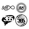 Leaf brain world 365 infinity logo icon black illustration