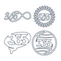 Leaf brain world 365 infinity logo icon outline illustration