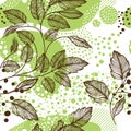 Leaf brown and green Seamless pattern Background. Leaves Pattern for fabric . leaf Wallpaper Hand drawn. Not AI, vector Royalty Free Stock Photo