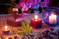 Leaf, candles, oil, potpourri, Royalty Free Stock Photo