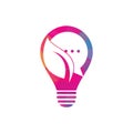 Leaf chat bulb shape concept logo design template. Royalty Free Stock Photo