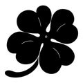 Leaf clover sign icon. Saint Patrick symbol. Ecology concept. Flat design style. Black.